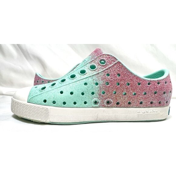 Native Jefferson Bling Sneakers, Hollywood Hydrangea Bling/Shell White, Kid Sz 9 - Picture 7 of 10